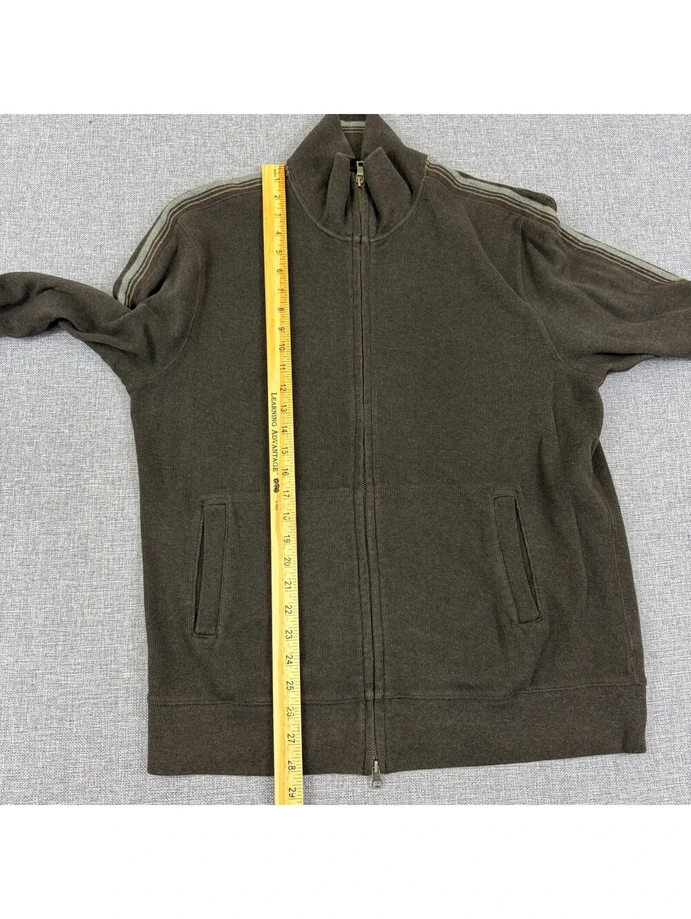 Banana Republic Mens L Brown Full Zip Sweater Track Jacket 100% Cotton